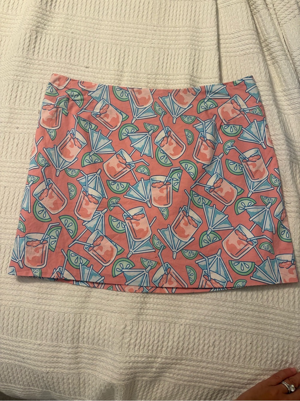Vineyard Vines Coral Cocktail Print Mini Skirt
